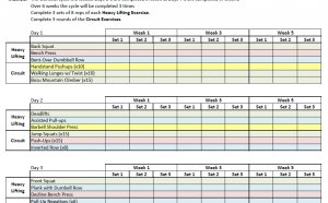 Weight Lifting Workout schedule