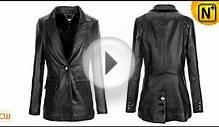 Women Slim Fit Black Leather Blazer Jackets CW618109